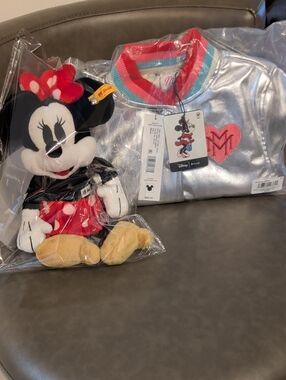 Disney Macy's Minnie Mouse & Daisy Duck Faux Leather Jacket & Steiff MM 12"
